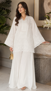Pristine Whit ChikanKari Set