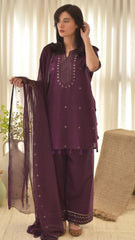 Purple Aura Embroidered 3pc