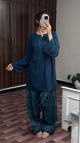 Blue Digital Farshi Shalwar Set