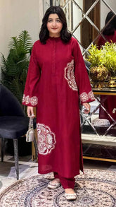 Hana Red Emb Co Ord Set
