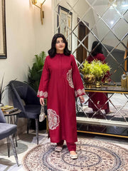 Hana Red Emb Co Ord Set