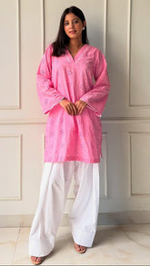 Pink Zarnab ChikenKari Farshi Shalwar