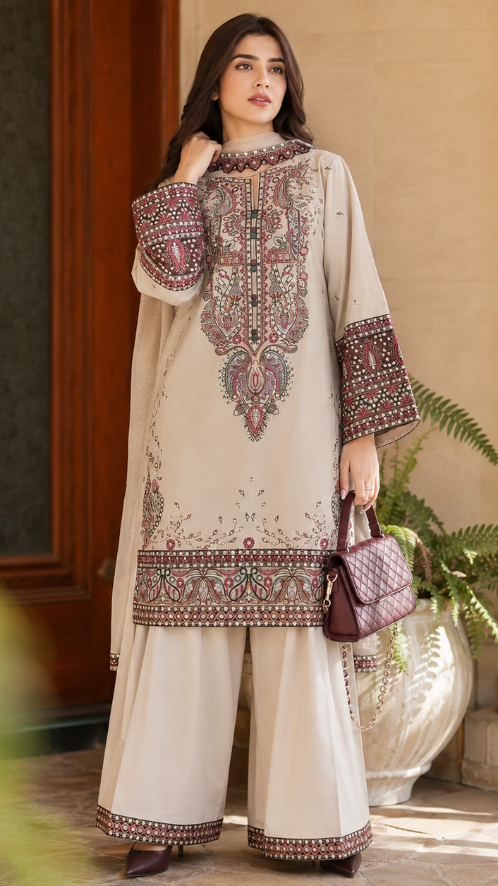Summer Luxury Emb 3pc Set