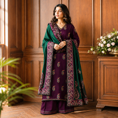 Hezlin Emb Shawl 3pc Set