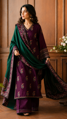 Hezlin Emb Shawl 3pc Set