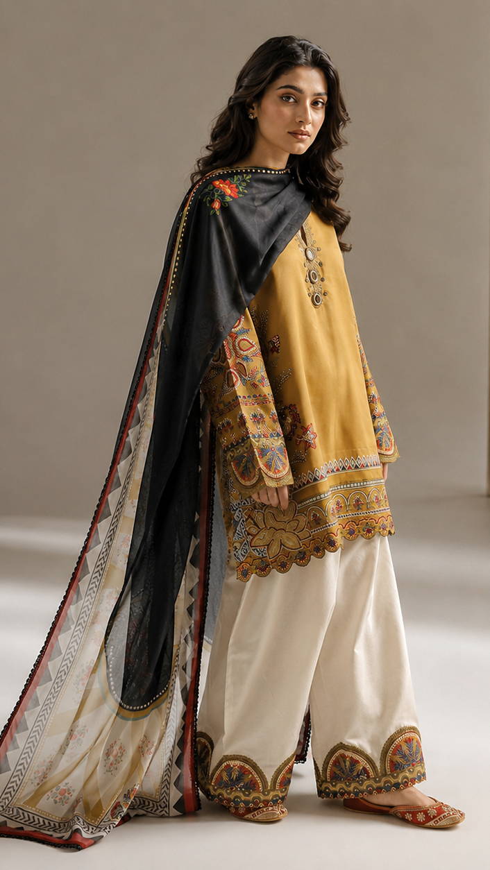 Safena Emb Shalwar 3pc