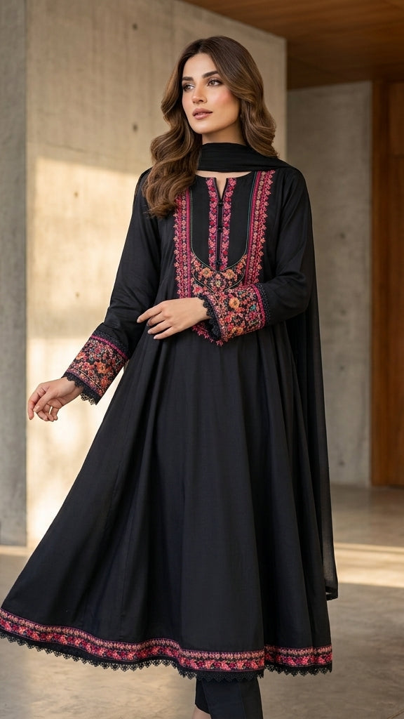 Nath Black Emb Maxi 3pc