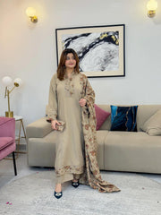 Wasle Emb Shawl 3pc Set