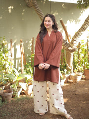 Brown Pocket Dhanak Emb Set