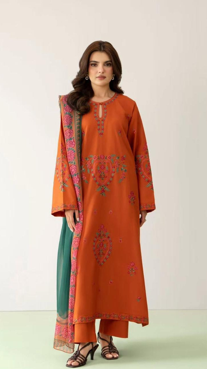 Mustard Embroidered 3pc