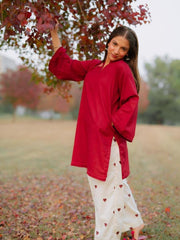 Mehroon Pocket Dhanak Emb Set